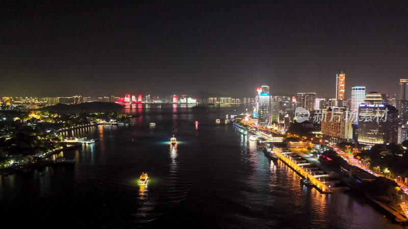 厦门城市夜景航拍图