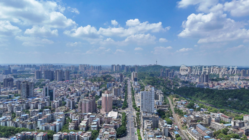 航拍四川自贡大景自贡城市建设摄影图