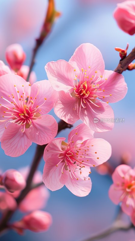 春日桃花盛开浪漫花朵清新花海背景