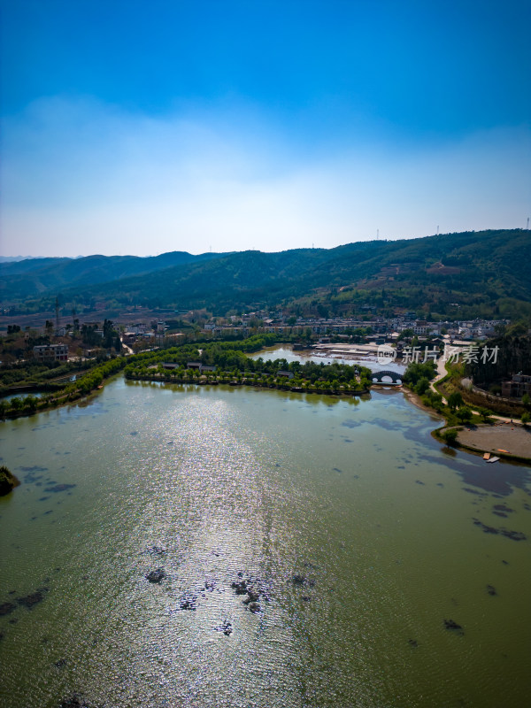 云南红河州弥勒市锦屏山4a景区航拍摄影图