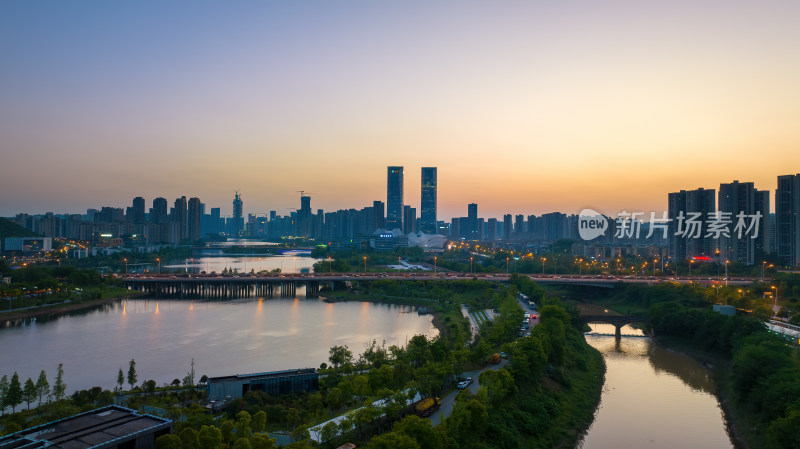 长沙梅西湖国际新城夜景航拍