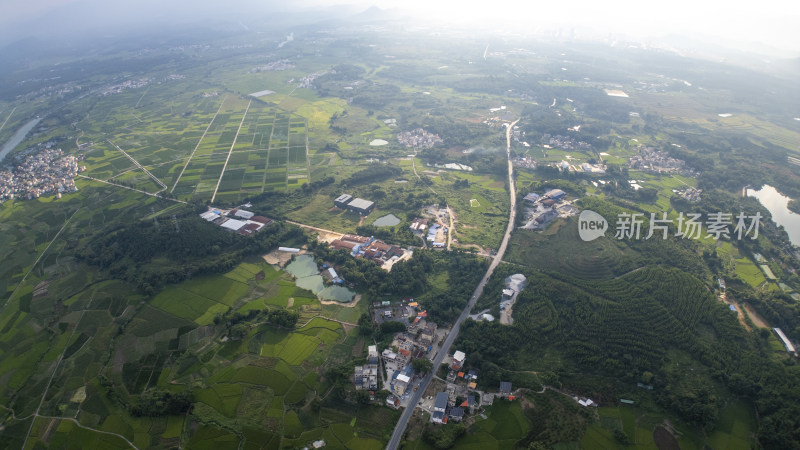 航拍韶关乐昌廊田美丽的乡村风景