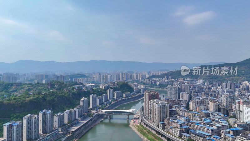 航拍四川达州建设达州大景摄影图