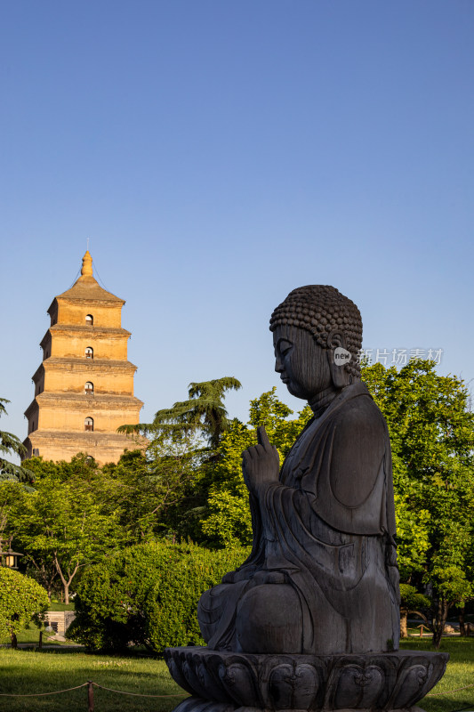 西安大雁塔大慈恩寺遗址公园释迦牟尼像景观