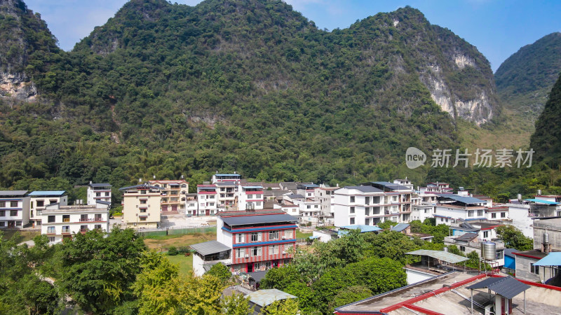 广西桂林阳朔美丽乡村田园山峰航拍