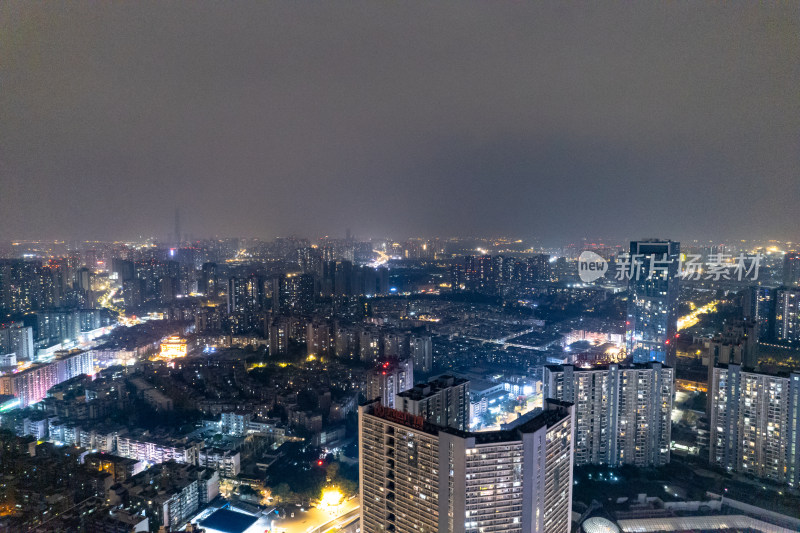 四川成都夜景交通航拍图