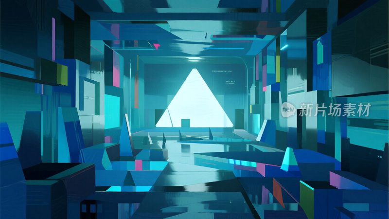 未来感抽象几何空间场景