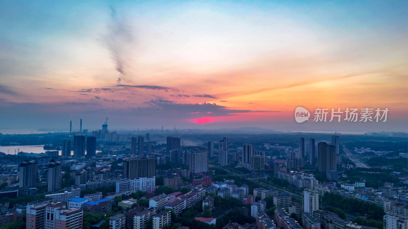 江西九江城市日出航拍图