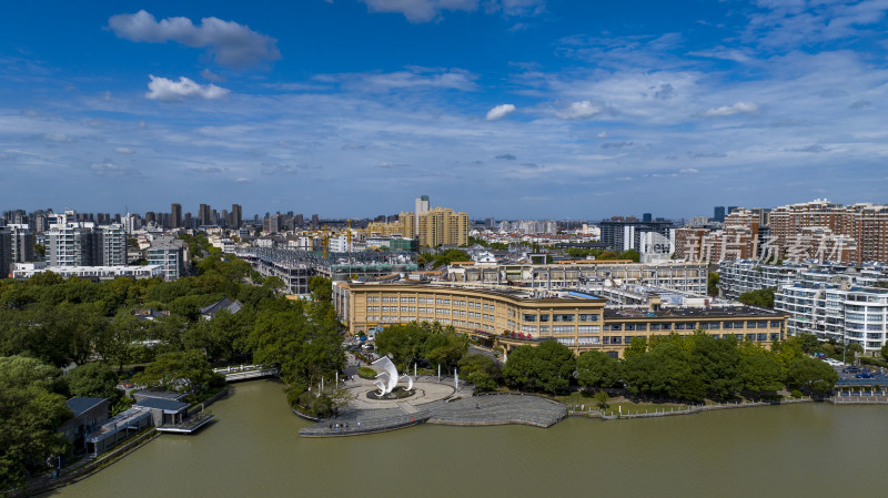 浙江嘉兴平湖城市风光航拍