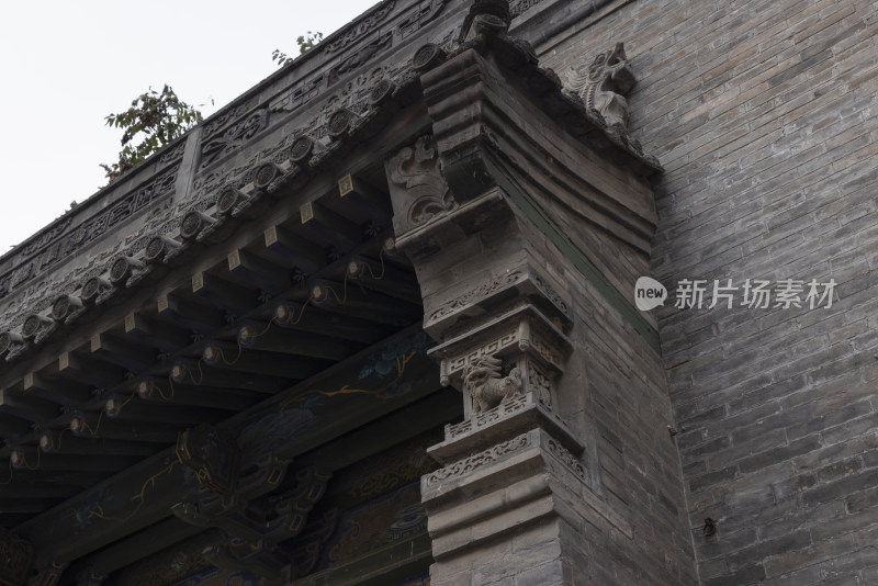 古色古香古代屋檐石雕山西乔家大院