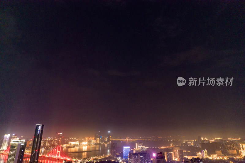 江西南昌一江两岸夜景航拍图