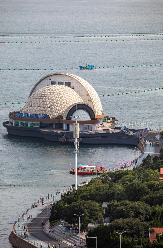 青岛栈桥海滨海岸城市建筑景观航拍高视角