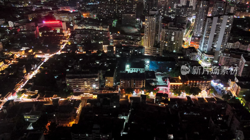 莆田城市夜景灯光航拍图