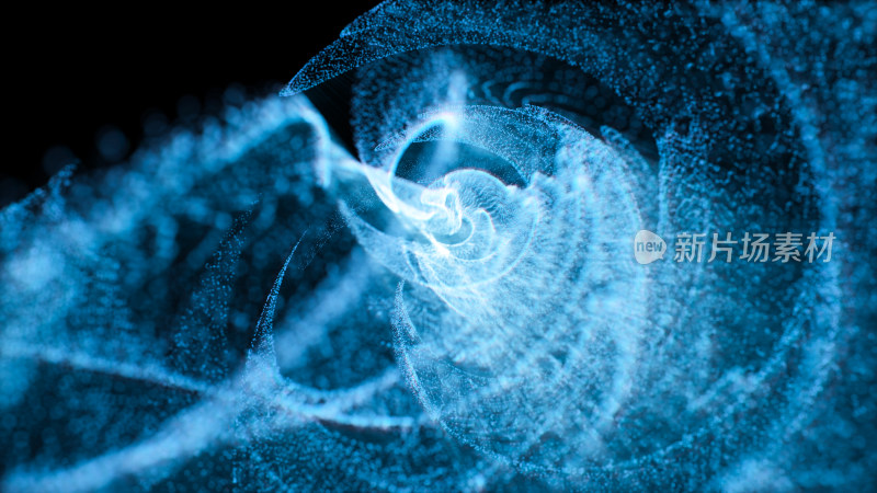 蓝色舞动的粒子3D渲染