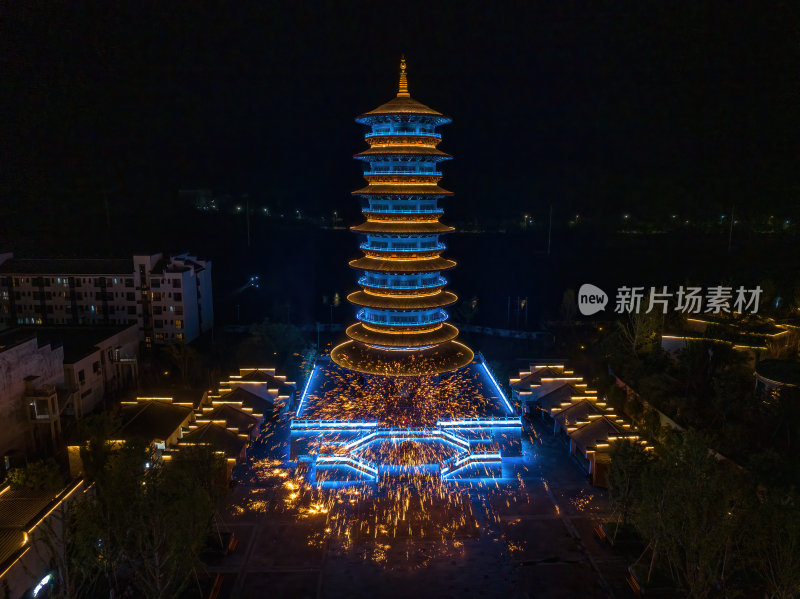 江西上饶网红景点婺女洲日落夜景航拍