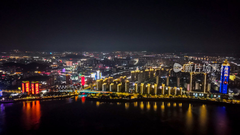 安徽芜湖城市夜景灯光航拍