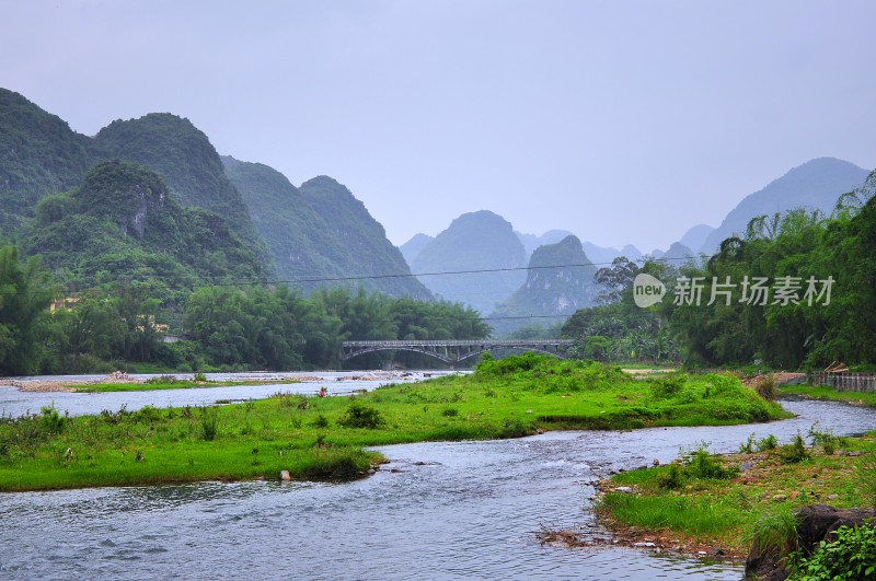 河池盘阳河山青冰秀倒影迷人小桥流水好风光