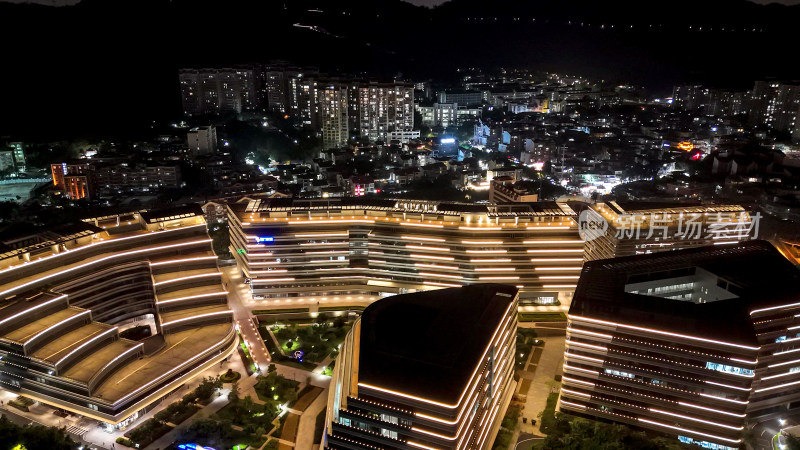 福建厦门大学艺术学院夜景航拍