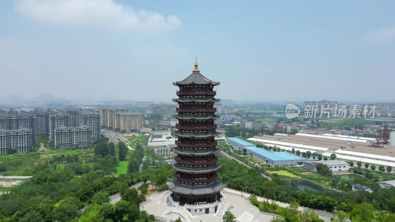 航拍湖北襄阳岘首山文化旅游景区