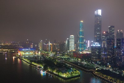 广州珠江新城海心沙夜景航拍