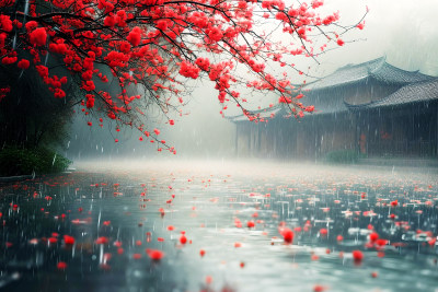 雨水背景自然风景植物