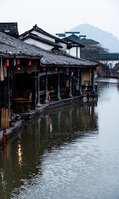 绍兴安昌古镇江南水乡临河古建筑风景