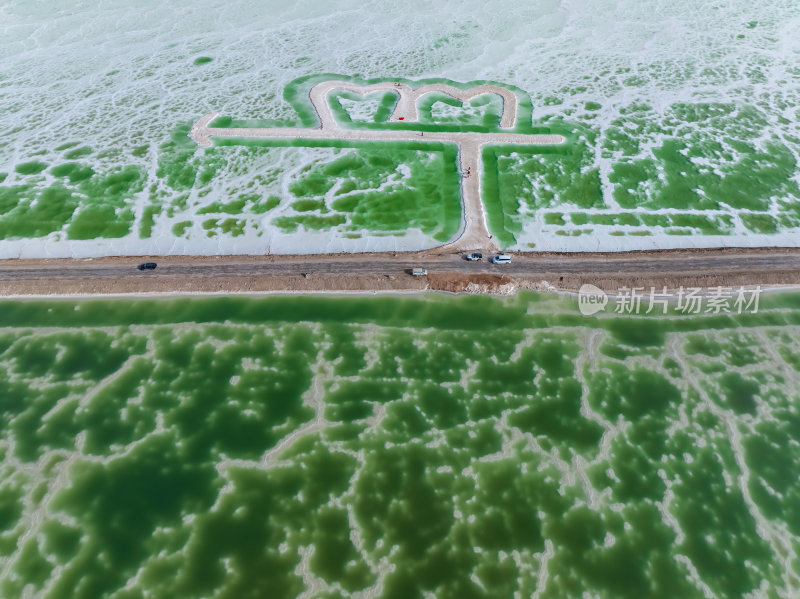 青海海西州茫崖翡翠湖网红盐湖高空航拍