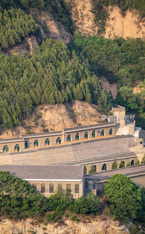 陕西延安宝塔山陕北民居窑洞建筑景观