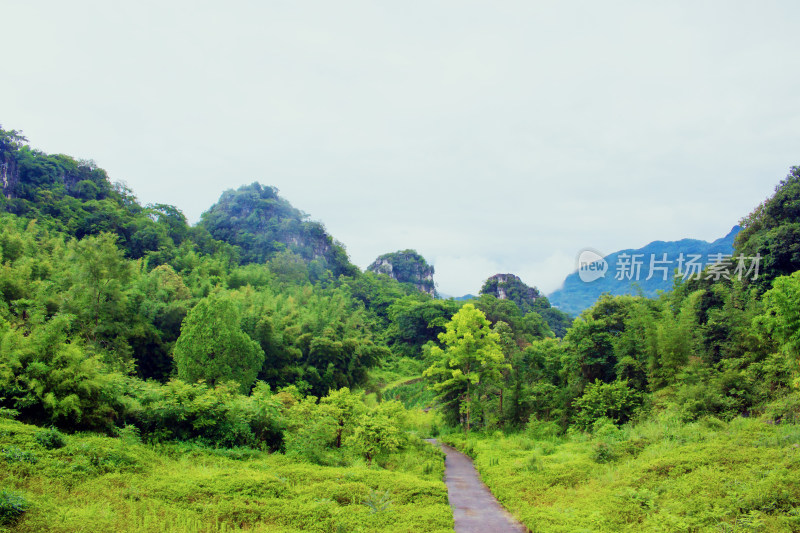 山峰云雾喀斯特风景自然户外