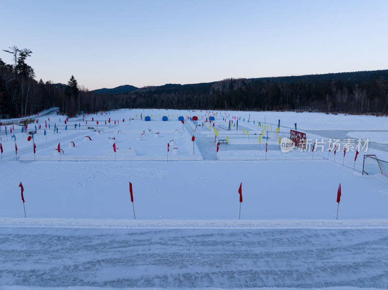 航拍4A景区五营国家森林公园雪场