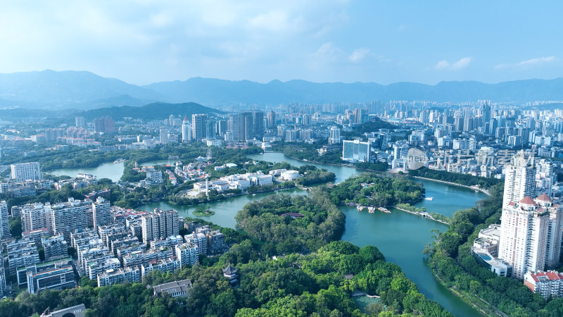 福州西湖公园照片航拍福建博物院城市风景