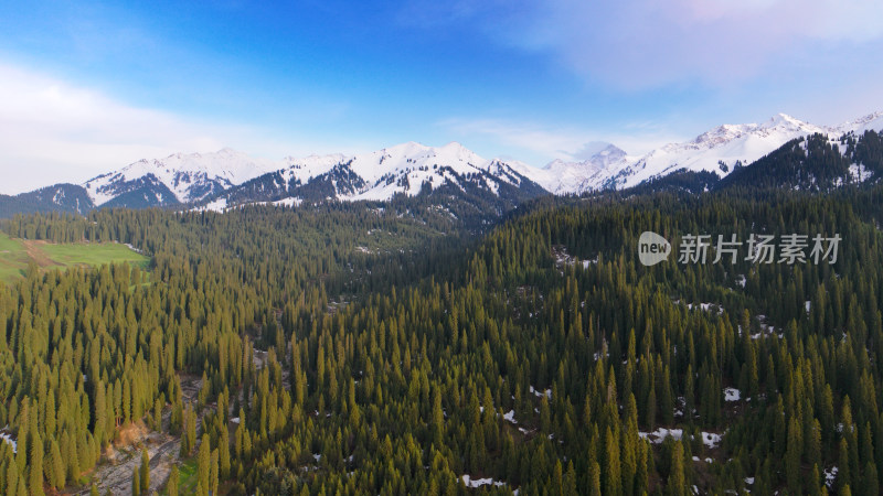 航拍草原雪山风景自然风光