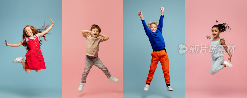 多儿童跳跃动作素材