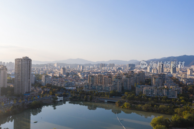 浙江丽水城区风光航拍全景