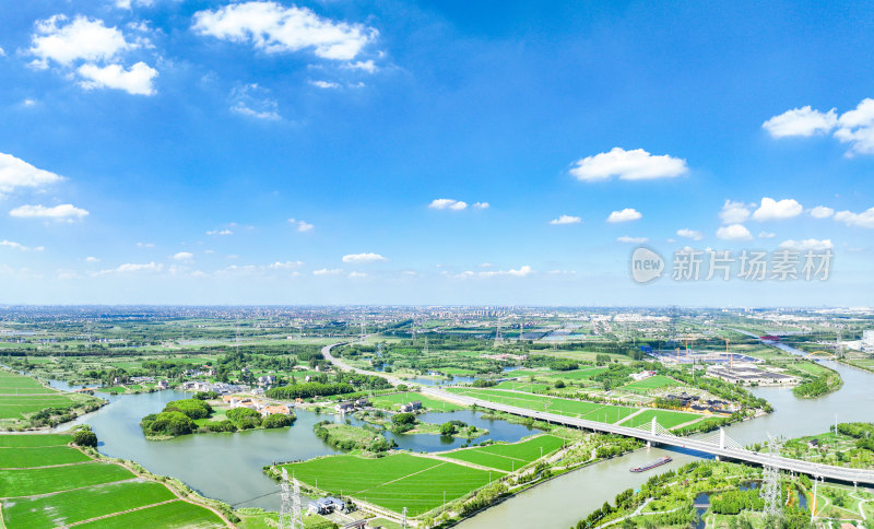 航拍江苏省苏州市田园乡村风光大景