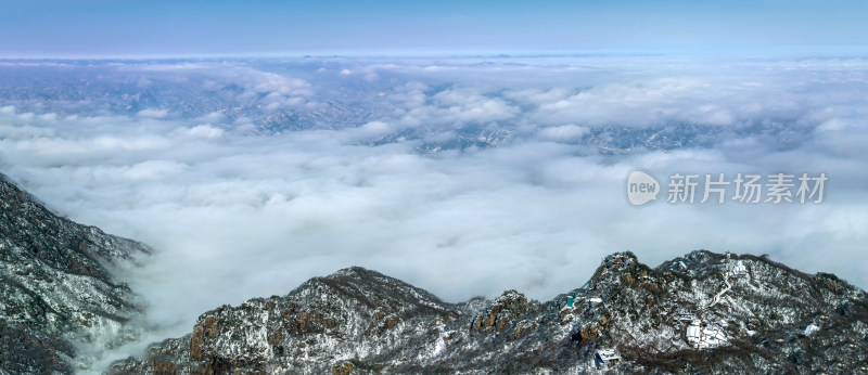 山脉大雪云海航拍辽阔高远壮观背景自然风景