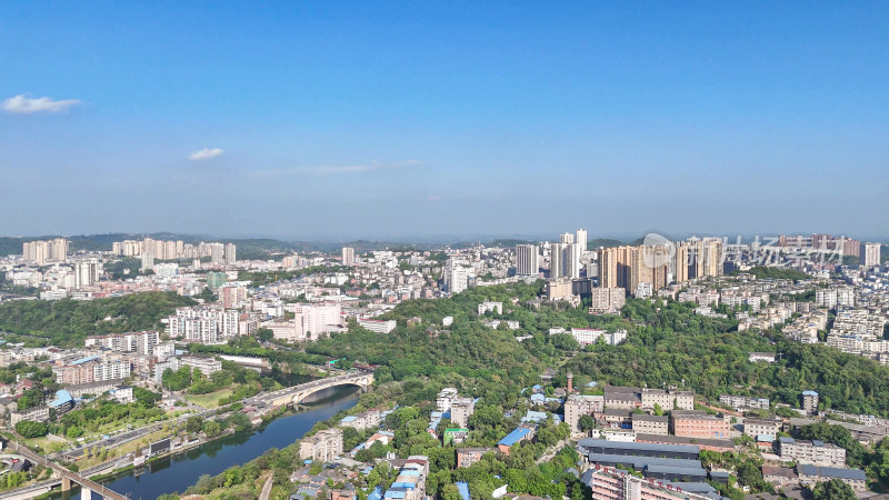 航拍四川自贡建设自贡城市风光摄影图