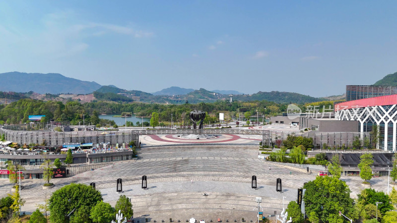 四川达州莲花湖湿地公园航拍摄影图