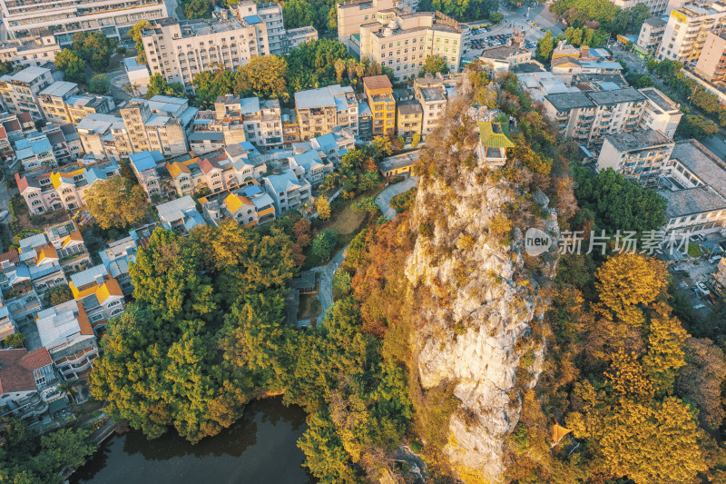 广西柳州箭盘山奇石园山体地形航拍