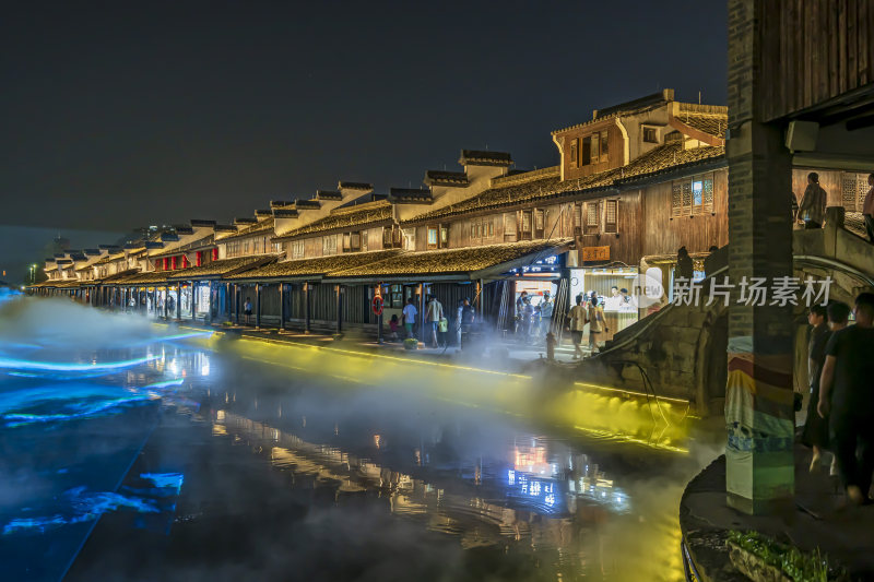 绍兴柯桥古镇景区夜景