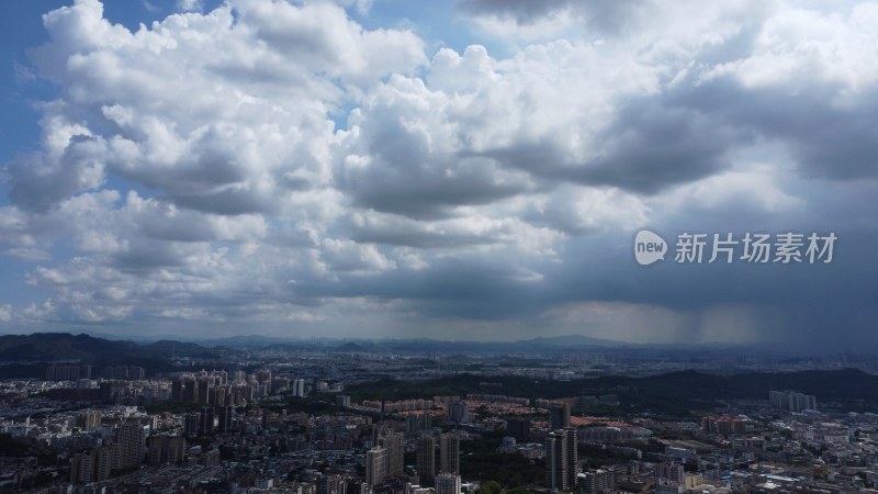 航拍广东省东莞市清溪镇天空云层密布