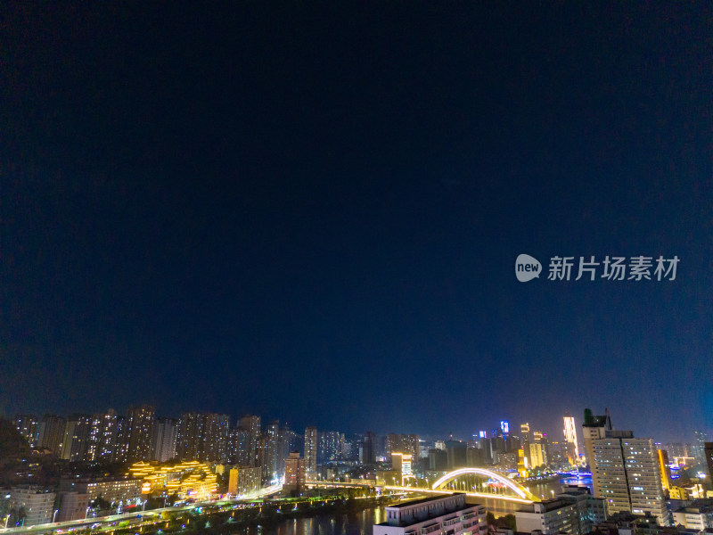 甘肃兰州夜景灯光航拍图