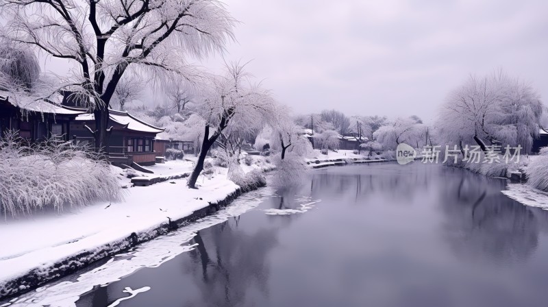 冬季唯美雪景海报背景配图高清摄影图