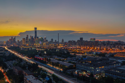 北京国贸CBD中央商务区夜景风光