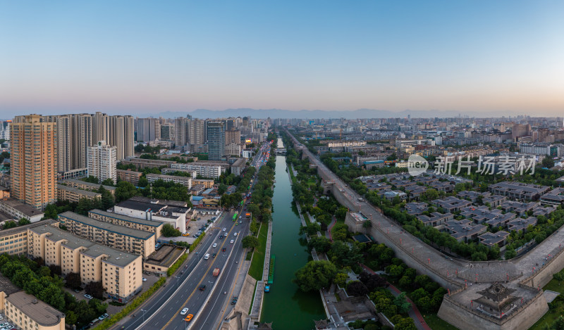 航拍西安城墙夜景