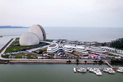 广东珠海大剧院野狸岛日月贝航拍