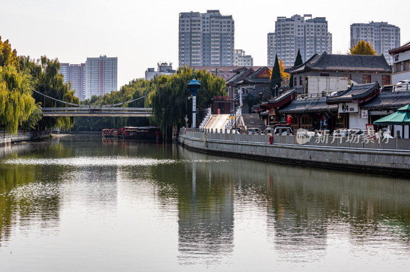 济宁老运河古运河城市河流景观城市建筑倒影