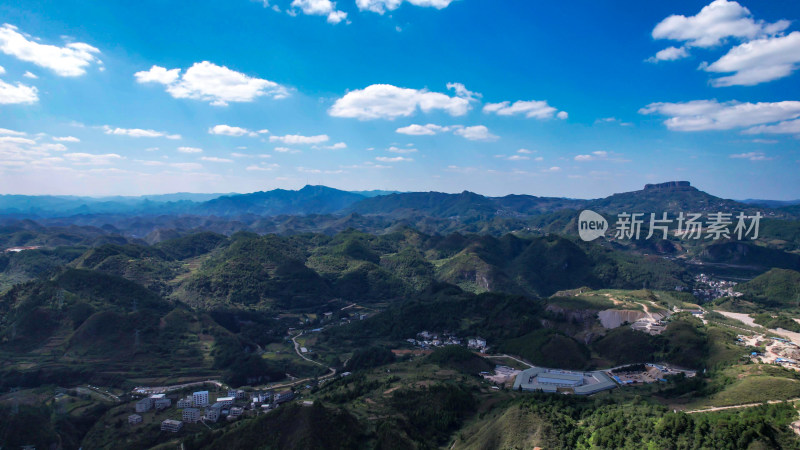 贵州大山山川森林蓝天白云航拍图