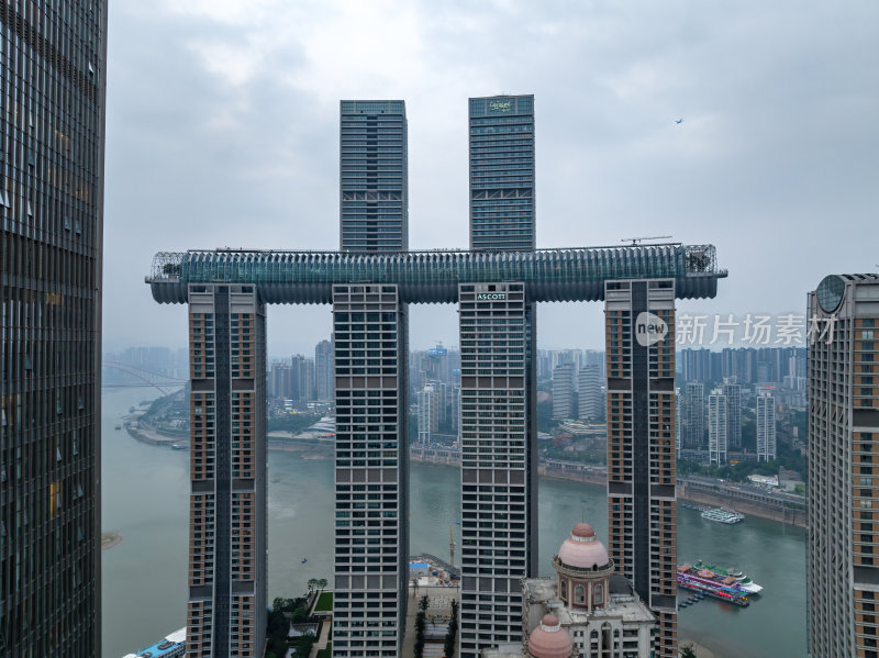 重庆朝天门来福士办公楼商场航拍