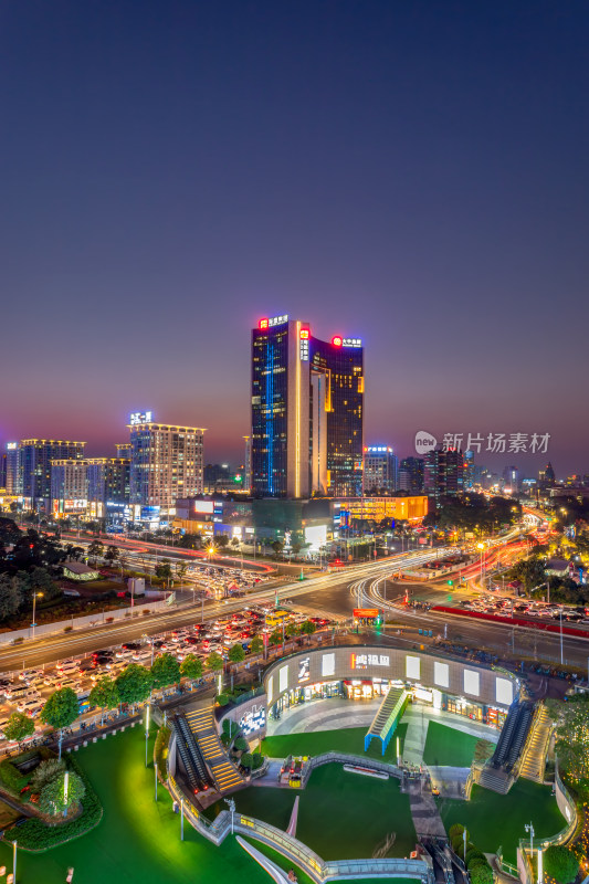 东莞市鸿福路口地标建筑夜景